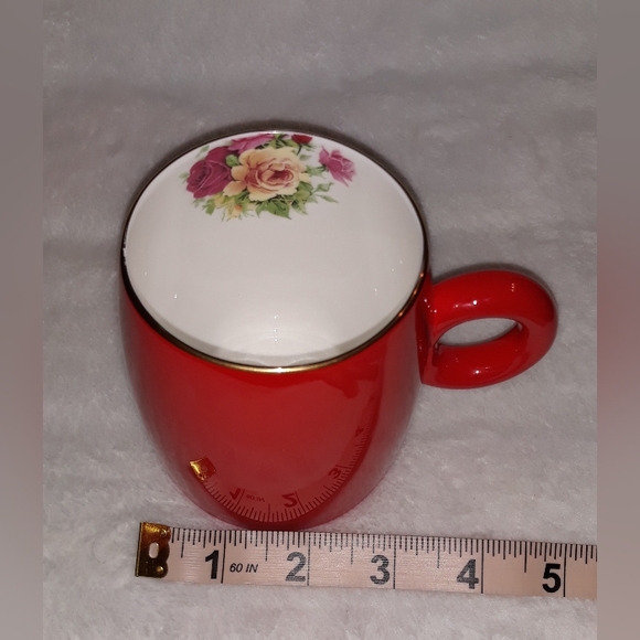 Rare Vintage Yong Feng Yuan Auratic Chinese Porcelain Bone China Red & Roses Cup - Picture 9 of 9